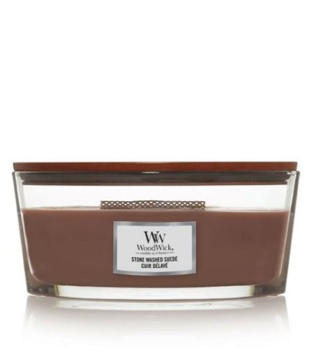 WoodWick Stone Washed Suede ароматна свещ с дървен фитил 453,6 гр