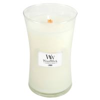 WoodWick Linen ароматна свещ с дървен фитил 609,5 гр