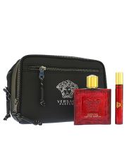 Versace Eros Flame подаръчен комплект за мъже парфюмна вода 100 ml + парфюмна вода 10 ml + козметична чанта