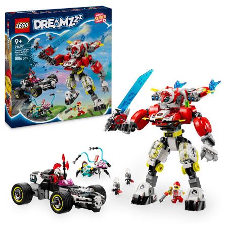 LEGO® DREAMZzz™ 71497 Тигър-робот на Купър и кола драгстер на Zero