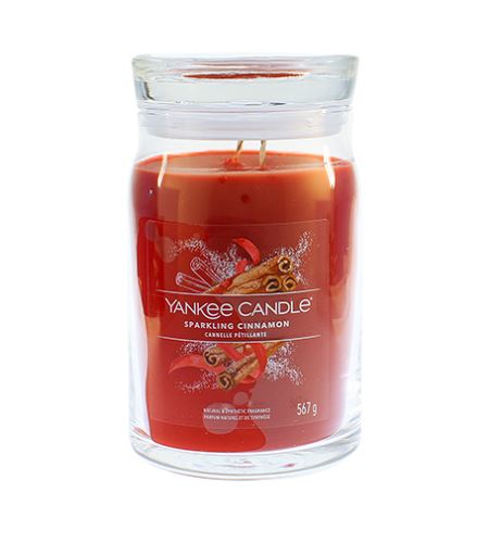 Yankee Candle Sparkling Cinnamon голяма свещ с надпис 567 гр