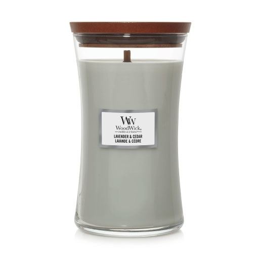 WoodWick Lavender & Cedar ароматна свещ с дървен фитил 609,5 гр