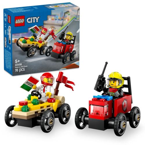 LEGO® City 60458 Камион за пица срещу пожарна кола: комплект състезателни коли