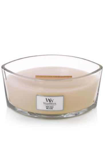 WoodWick White Honey ароматна свещ с дървен фитил 453,6 гр