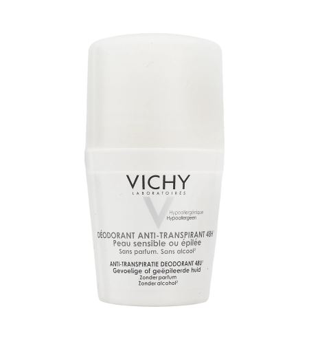 Дезодорант против изпотяване Vichy 48 часа рол-он за чувствителна или епилирана кожа 2x50 мл