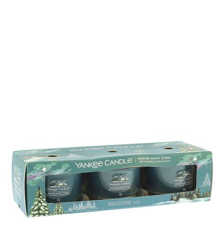 Yankee Candle Winter Night Stars вотивна свещ грlass 3 x 37 гр