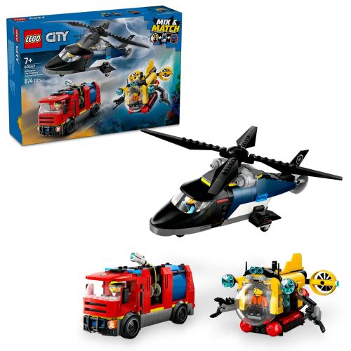 LEGO® City 60462 Хеликоптер, пожарна кола и подводница – ремикс
