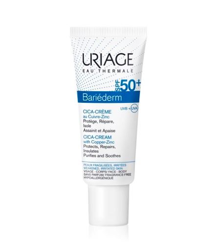 URIAGE Bariéderm Cica възстановяващ крем с мед и цинк SPF 50+ 40 мл