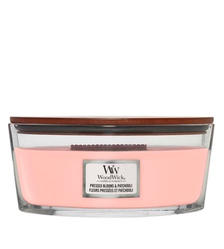 WoodWick Pressed Blooms & Patchouli ароматна свещ с дървен фитил 453,6 гр