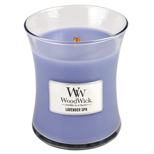 WoodWick Lavender Spa ароматна свещ с дървен фитил 275 гр