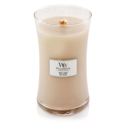 WoodWick White Honey ароматна свещ с дървен фитил 609,5 гр