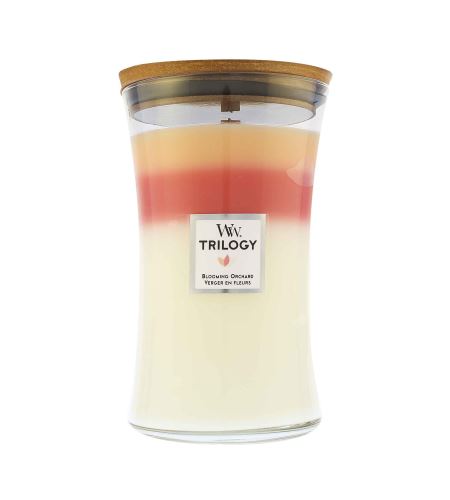 WoodWick Trilogy Blooming Orchard ароматна свещ с дървен фитил 609 гр