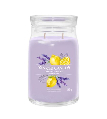 Yankee Candle Lemon Lavender голяма свещ с надпис 567 гр