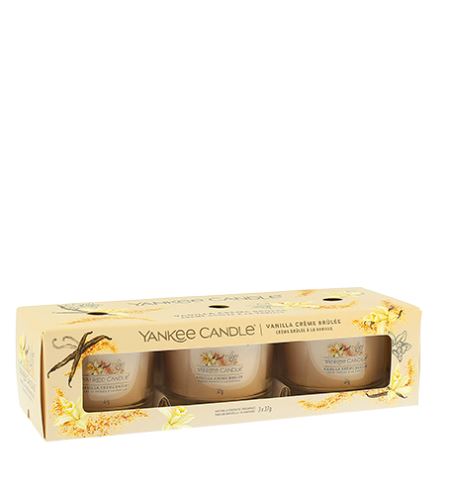 Yankee Candle Vanilla Creme Brulee вотивна свещ грlass 3 x 37 гр