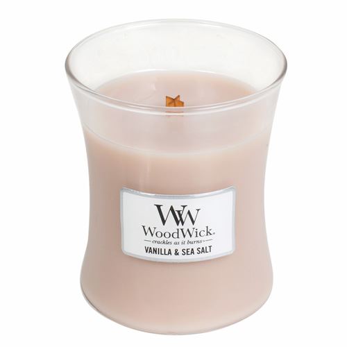 WoodWick Vanilla & Sea Salt ароматна свещ с дървен фитил 275 гр