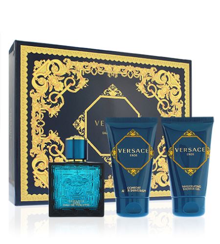 Versace Eros подаръчен комплект за мъже тоалетна вода 50 ml + душ гел 50 ml + балсам за след бръснене 50 ml